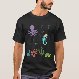 T-shirt Poulpe Licorne de Mer Enfants Sous-Marin