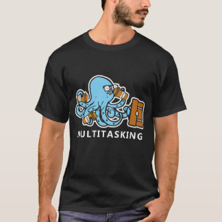 T-shirt Poulpe multitâche de café du travail d'employé de