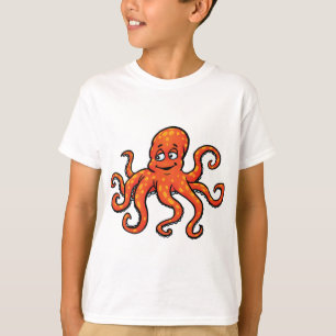 T-shirt Poulpe orange dessin animé océan créature marine