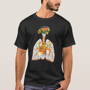 T-shirt Poumon Anatomique Et Fleurs Infirmière Médecin Dip