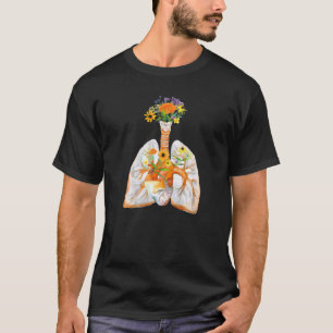 T-shirt Poumon Anatomique Et Fleurs Infirmière Médecin Dip