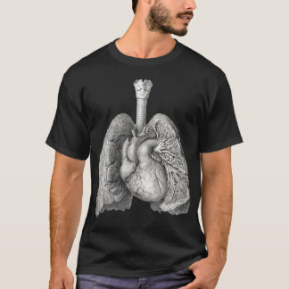 T-shirt Poumons cardiaques humains Anatomie médicale Vinta