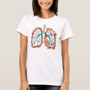 T-shirt Poumons floraux colorés Vector Illustration cadeau
