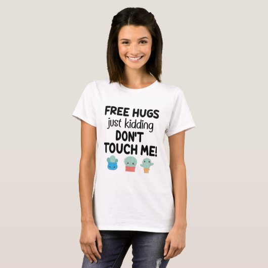 T-shirt Poumons gratuits jolis cactus ne me touchent pas S (Devant entier)