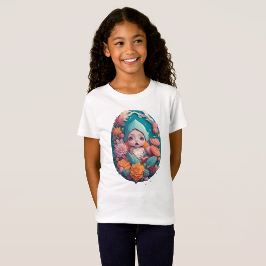 T-Shirt Poupée bébé en fleurs, fleurie (Devant entier)