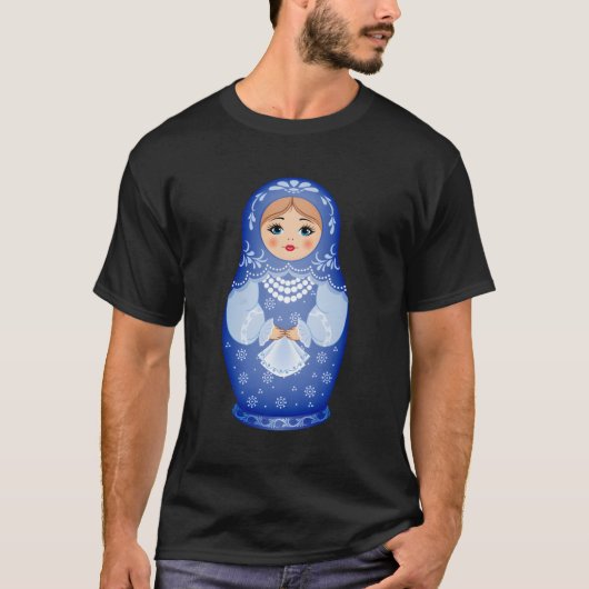 T-shirt Poupée de nidification russe Blue Matryoshka (Devant)
