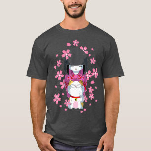 T-shirt Poupée japonaise Kawaii Kokeshi en Kimono et Lucky
