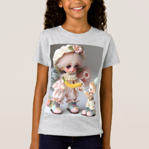 T-Shirt Poupée mignonne avec un singe et une banane