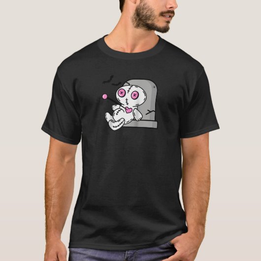 T-shirt Poupée vaudou Gote Goth Halloween Éffrayant Emo ro (Devant)