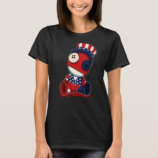 T-shirt Poupée Voodoo 4 juillet Casquette du drapeau améri (Devant)