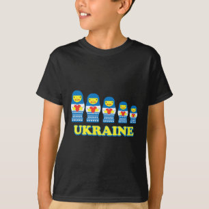 T-shirt Poupées russes d'Ukraine en forme de coeurs emboît
