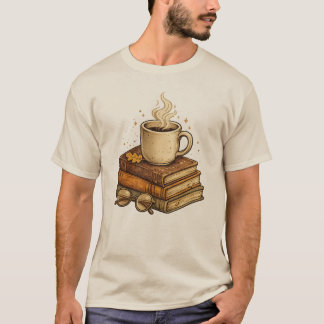 T-shirt pour amateur de livres et de café ambiance