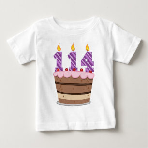 T-shirt Pour Bébé 114 ans sur le gâteau d'anniversaire