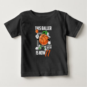 T-shirt Pour Bébé 11e Anniversaire Joueur de Basketball Funny 11 ans