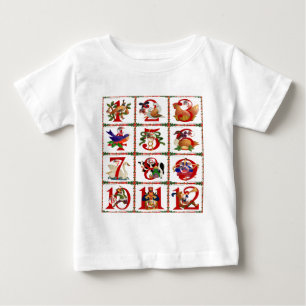 T-shirt Pour Bébé 12 Jours De Caillot De Noël Imprimer Cadeaux