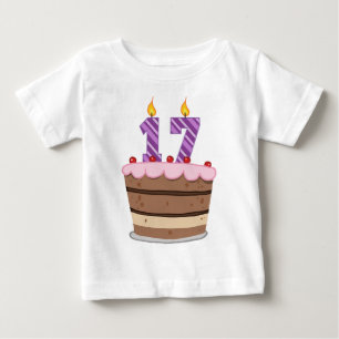 T-shirt Pour Bébé 17 ans sur le gâteau d'anniversaire