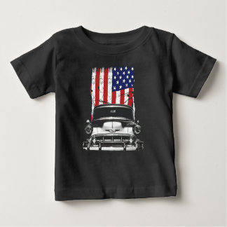 T-shirt Pour Bébé 1953 Chevy 210 - Vue du grill avant avec le drapea