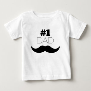 T-shirt Pour Bébé #1 Papa Mustache noire - Numéro Un