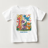 T-shirt Pour Bébé 1er anniversaire Dinosaur Anniversaire (Devant)