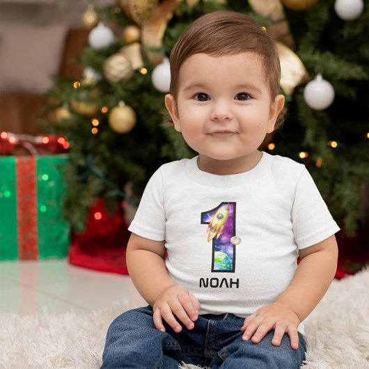 T-shirt Pour Bébé 1er anniversaire d'un garçon Astronaute