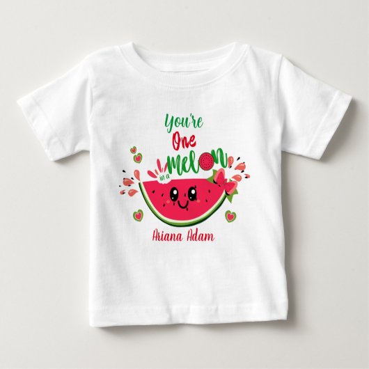 T-shirt Pour Bébé 1er anniversaire d'une fille Pastèque Une pastèque (Devant)