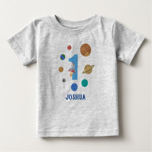 T-shirt Pour Bébé 1er Anniversaire Fête de thème de navire à fusée d