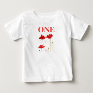 T-shirt Pour Bébé 1er Anniversaire Fête Poppies Bébé Fille