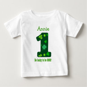 T-shirt Pour Bébé 1er Anniversaire Fille Numéro de Shamrock Nom pers