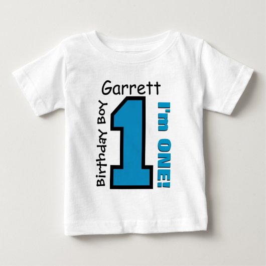 T-shirt Pour Bébé 1er Anniversaire Garçon BLUE Un an Nom personnalis (Devant)