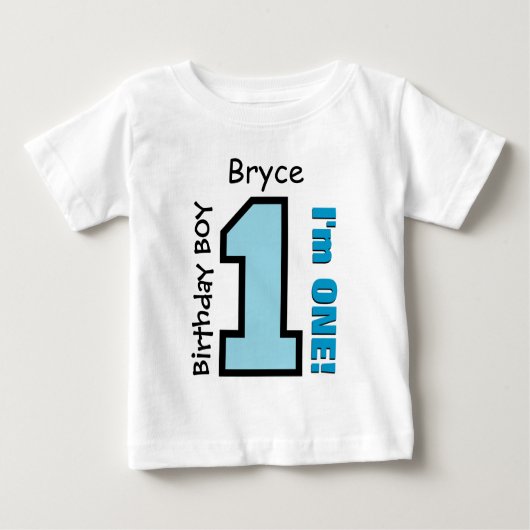 T-shirt Pour Bébé 1er Anniversaire Garçon BLUE Un an Nom personnalis (Devant)