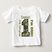 T-shirt Pour Bébé 1er Anniversaire Garçon Camo Un an Nom personnalis (Devant)