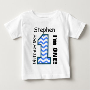 T-shirt Pour Bébé 1er anniversaire garçon CHEVRON un an Nom personna