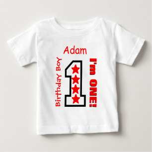 T-shirt Pour Bébé 1er anniversaire garçon Custom Red Stars V05