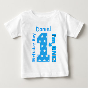 T-shirt Pour Bébé 1er Anniversaire Garçon Étoiles Un an Nom personna