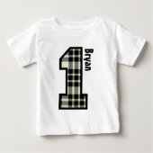 T-shirt Pour Bébé 1er anniversaire garçon PLAID un an Nom personnali (Devant)
