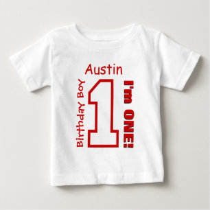 T-shirt Pour Bébé 1er Anniversaire Garçon ROUGE Un an Nom personnali
