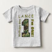 T-shirt Pour Bébé 1er Anniversaire Garçon Un An Camo Numéro V01L1 (Devant)