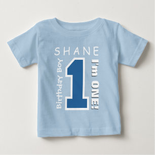 T-shirt Pour Bébé 1er anniversaire garçon un an Nom personnalisé Blu