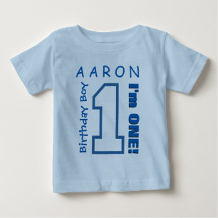 T-shirt Pour Bébé 1er anniversaire garçon un an Nom personnalisé Pin