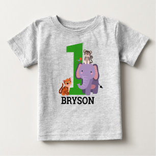 T-shirt Pour Bébé 1er anniversaire Jungle Safari Animaux