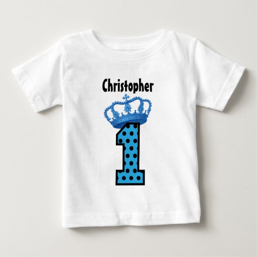 T-shirt Pour Bébé 1er anniversaire King Crown Stripes Un an 6 (Devant)