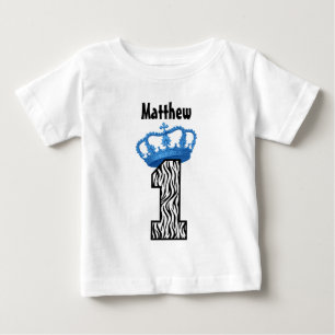 T-shirt Pour Bébé 1er anniversaire King Crown Zebra Un an 4