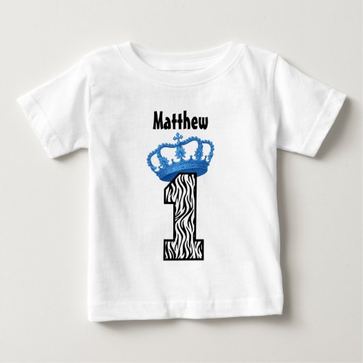 T-shirt Pour Bébé 1er anniversaire King Crown Zebra Un an 4 (Devant)