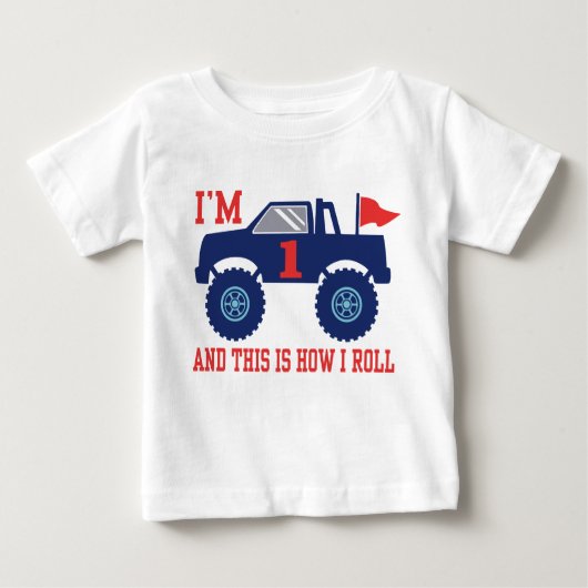 T-shirt Pour Bébé 1er Anniversaire Monster Truck (Devant)