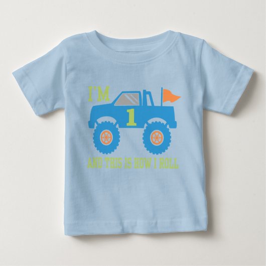 T-shirt Pour Bébé 1er Anniversaire Monster Truck (Devant)
