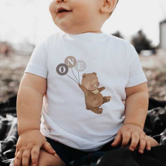 T-Shirt pour bébé 1er anniversaire Ours 3 Ballons