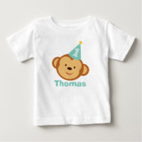 1er anniversaire singe garçon avec nom personnalis