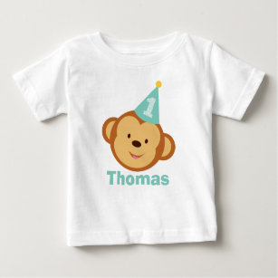 T-shirt Pour Bébé 1er anniversaire singe garçon avec nom personnalis