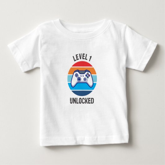 T-shirt Pour Bébé 1er Joueur d'anniversaire Niveau 1 (Devant)