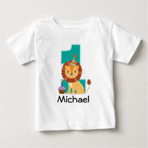 T-shirt Pour Bébé 1er Lion de jungle personnalisé
